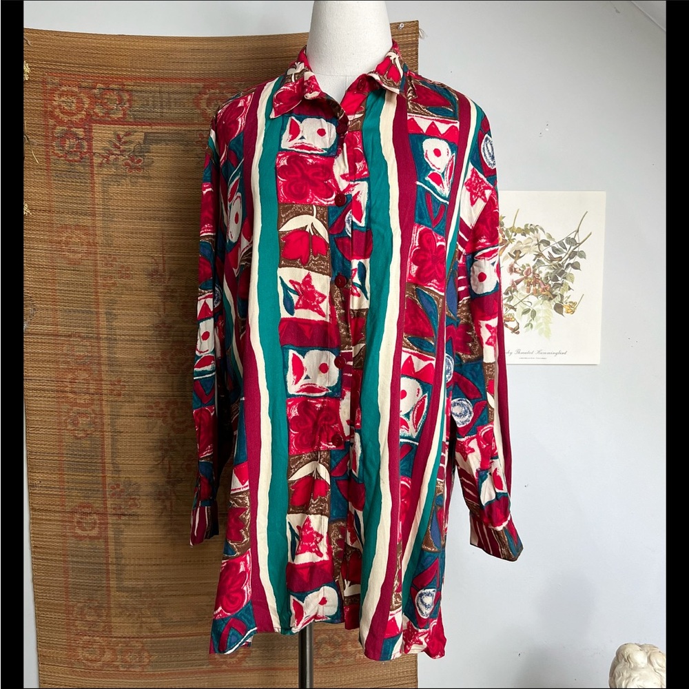 🍄5/$30 1980’s Funky Vintage Button Down - Picture 1 of 9